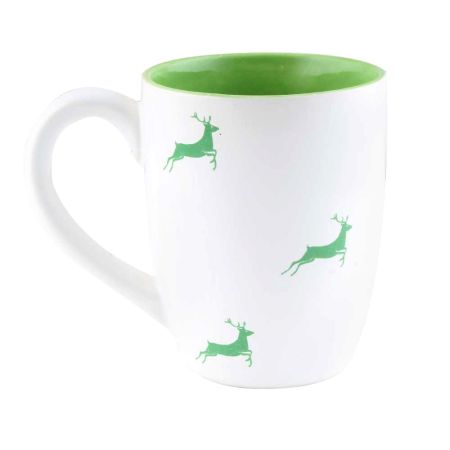 Green Running Deer Decorative Handcraft Ceramic Coffee Mug